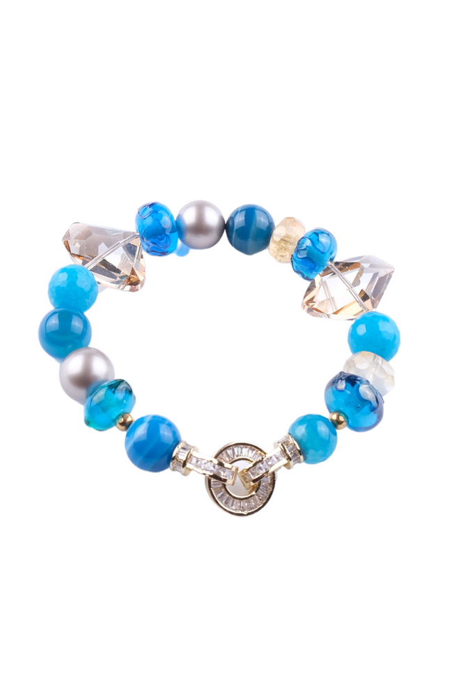 Unika armbånd i turkis farver swarovski perler og krystaller