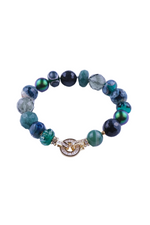 Unika armbånd i grønne farver - Agat, Shell Perler, Vintage glas perler, Håndlavede glas perler