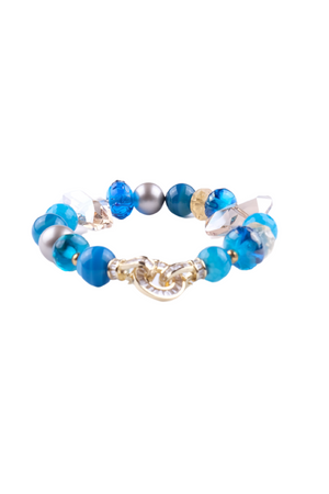 Unika armbånd med Swarovski krystaller, citrin, agat og håndlavede glas perler i turkis farver 