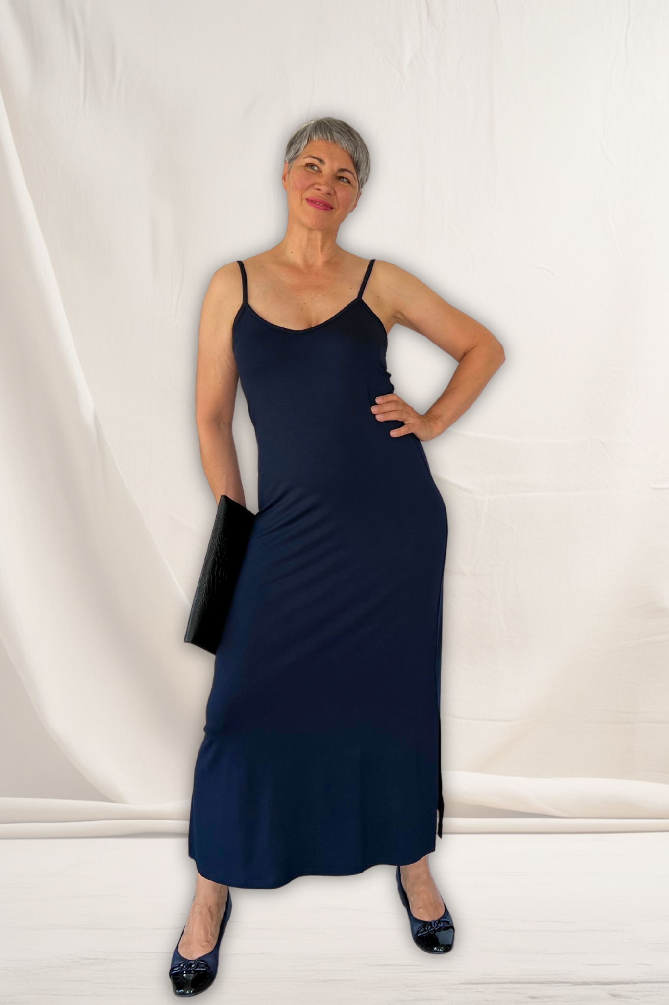 LUNA BAMBUS STROPKJOLE marineblå