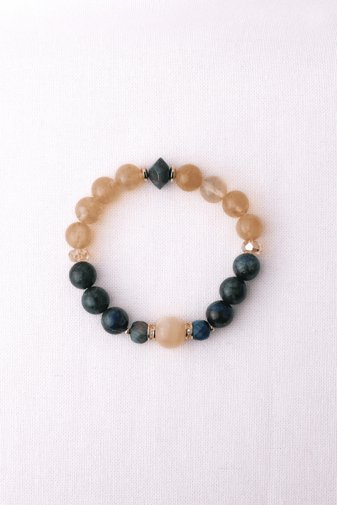 EFTERÅR - Armbånd med citrin, lapis lazuli, kalcedon, tigerøje, apatit, krystaller og 18K forgyldt messing med zirkonia