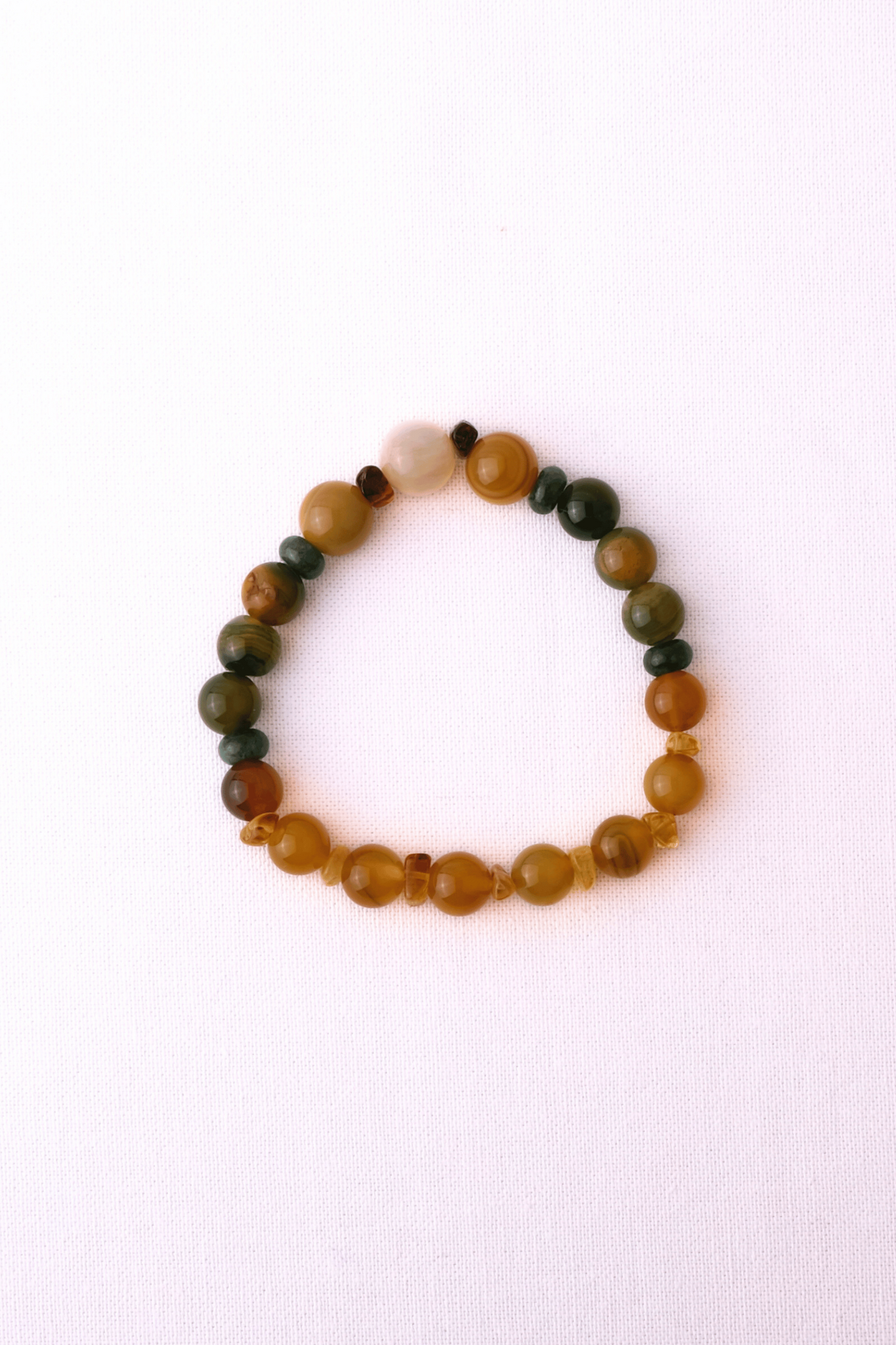 EFTERÅR - Armbånd med gul agat, kalcedon, rav & grøn jaspis