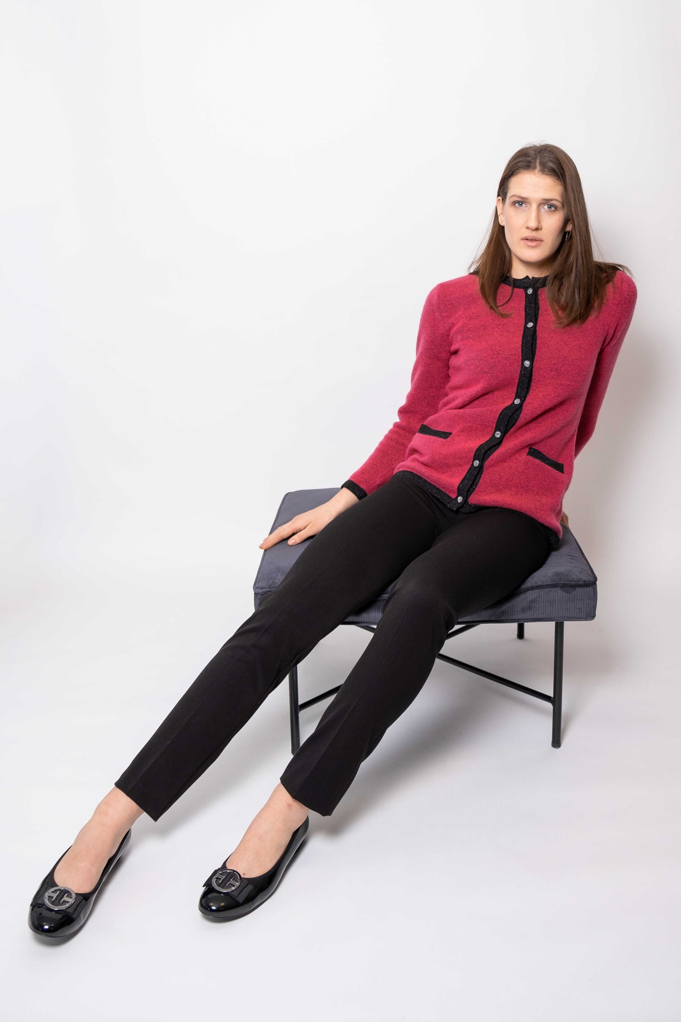 KLASSISK STRIK CARDIGAN fuchsia