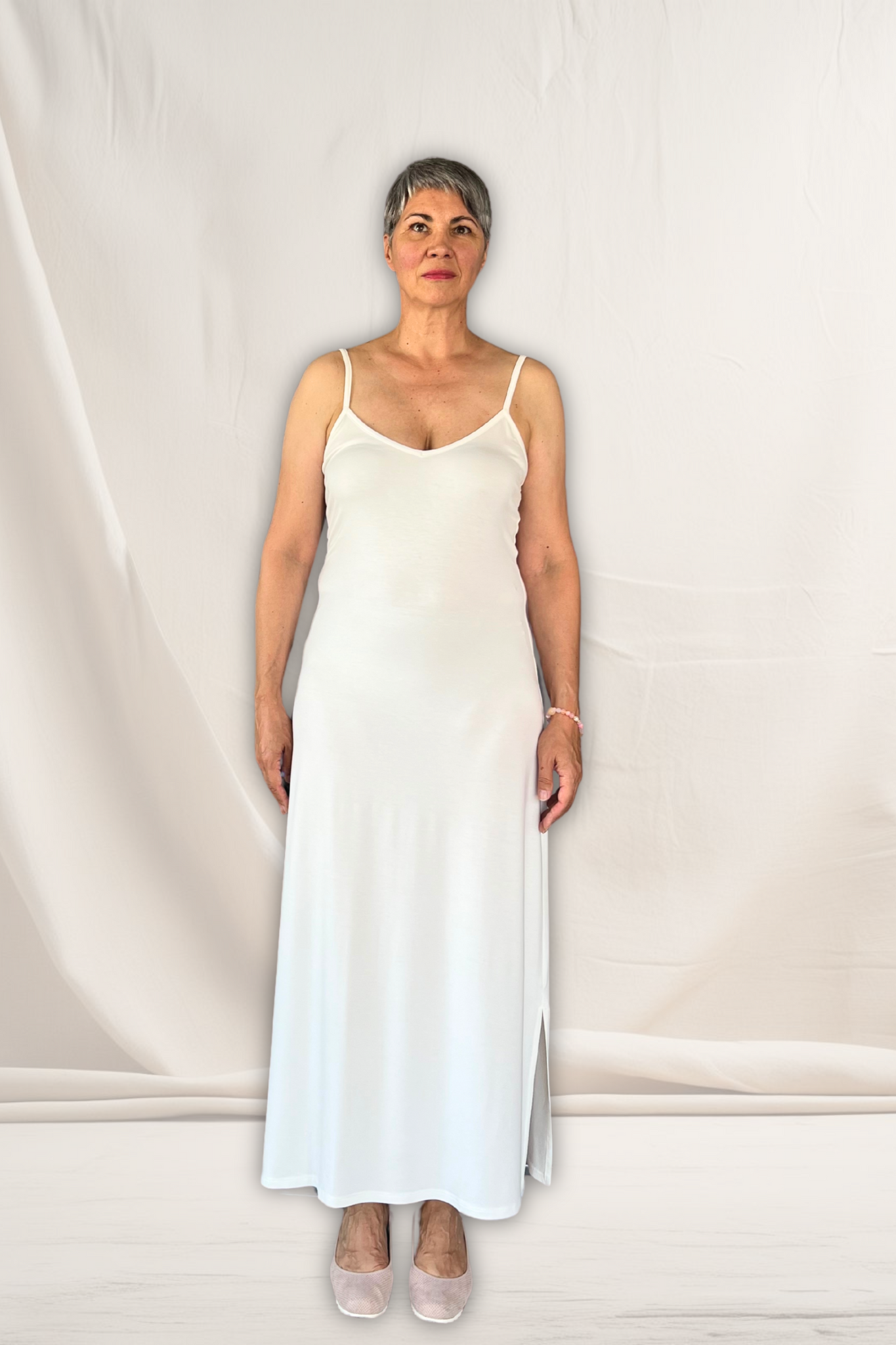 ALBA BAMBUS STROPKJOLE råhvid