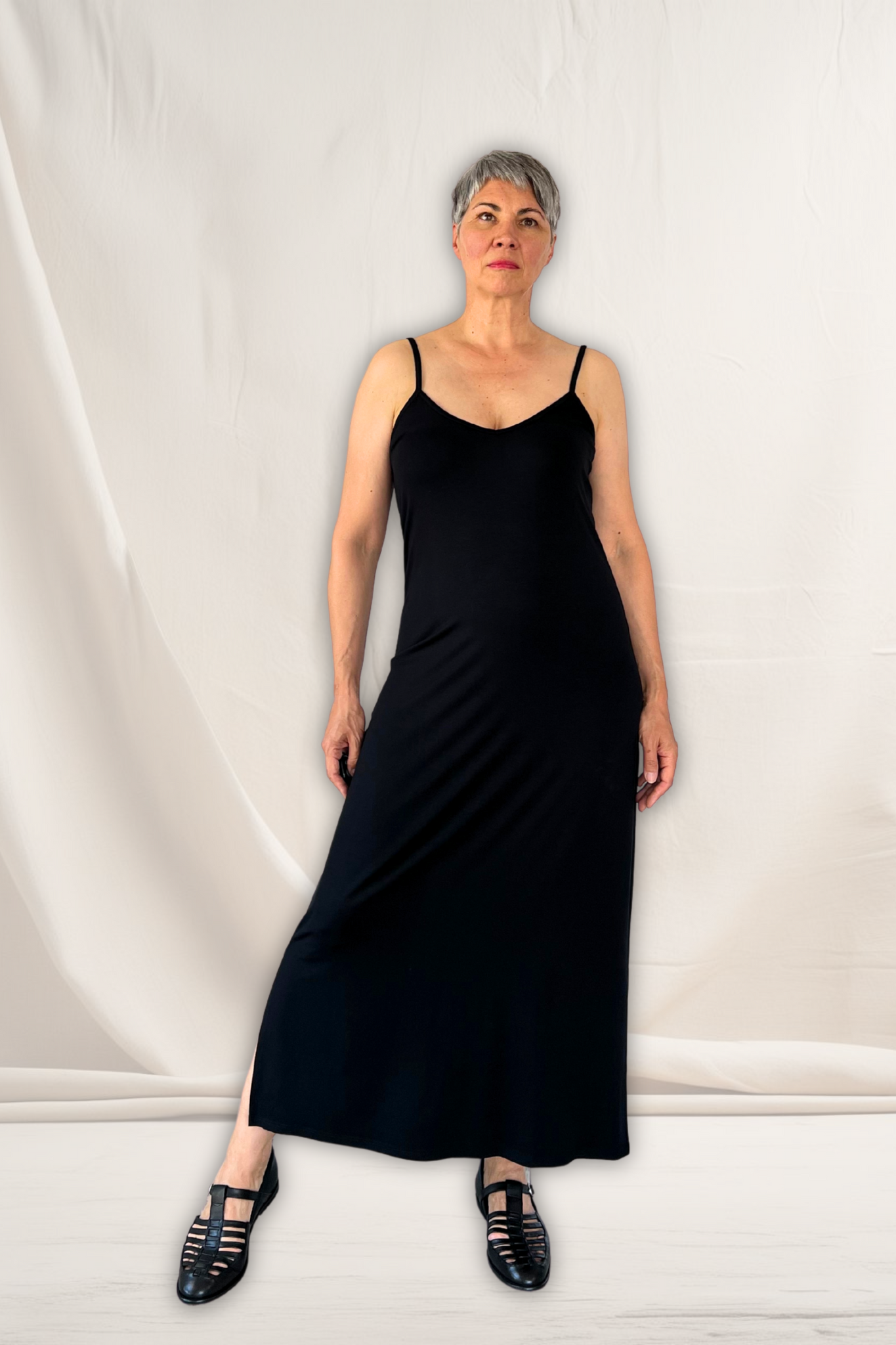 NOIR BAMBUS STROPKJOLE - sort