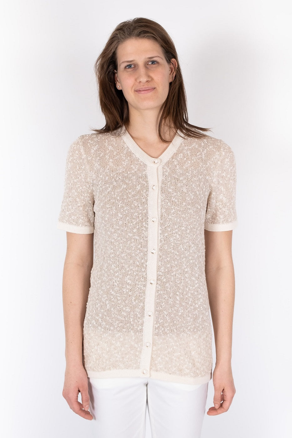 JACQUARD STRIK CARDIGAN råhvid